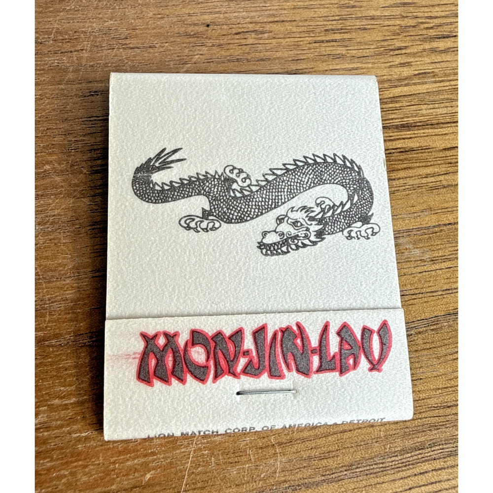 Troy Michigan Restaurant Mon Jin Lau Asian Sushi Matchbook Vintage Chinese Food